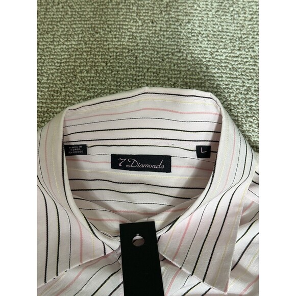 7 Diamonds Dress Shirt Men’s L Pink Striped Textured Button Up - Picture 3 of 7